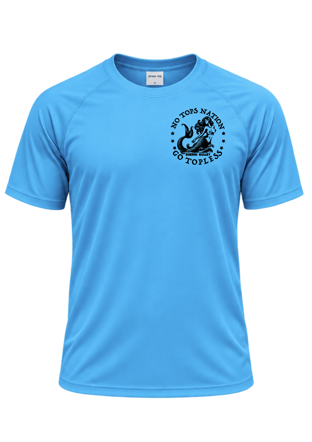No Tops Nation Atomic Blue short sleeve rash guard front